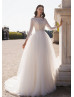 Sabrina Neck Long Sleeves Lace Tulle Wedding Dress